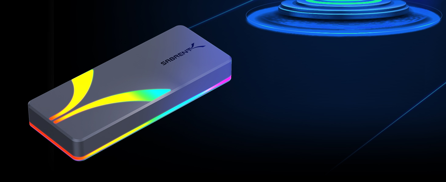 Корпус для NVMe SSD Sabrent з адаптером m.2 SATA, USB C 3.2 Gen 2 (10Gbps), охолодження, підтримка M+B Key