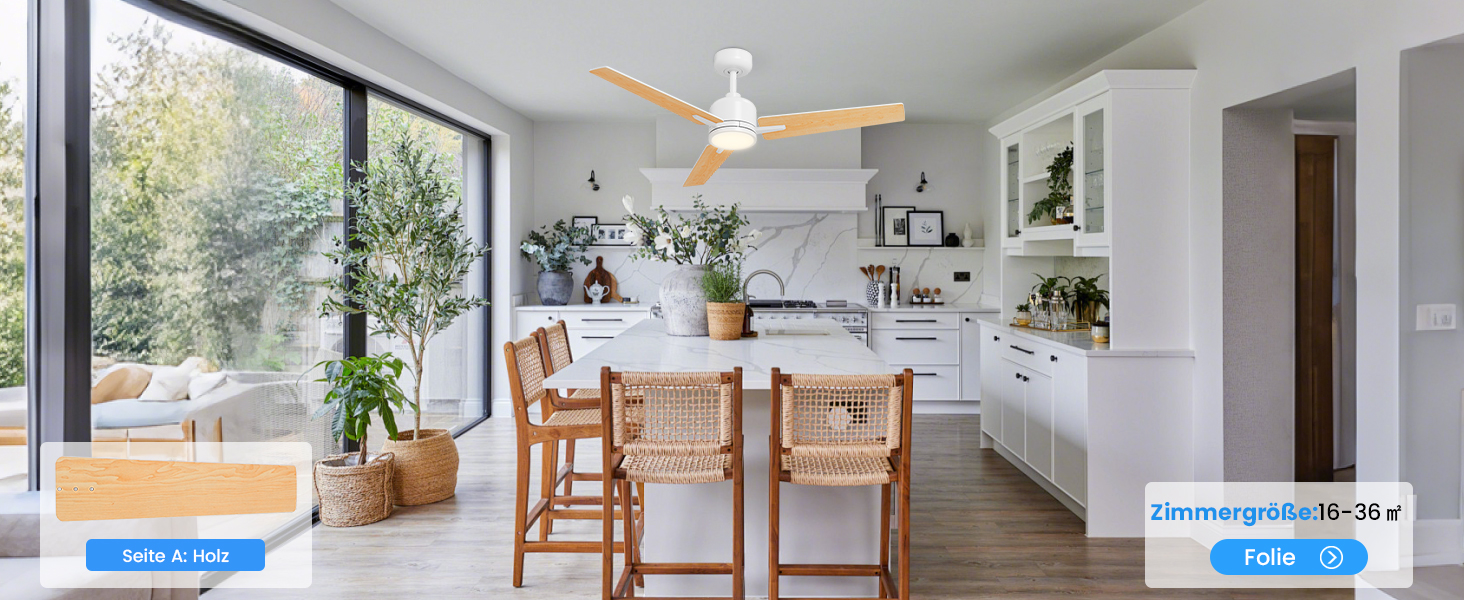 Deckenventilлятор Newday з підсвіткою та пультом керування, 122 см, дерев'яний, з DC мотором, для спальні/вітальні