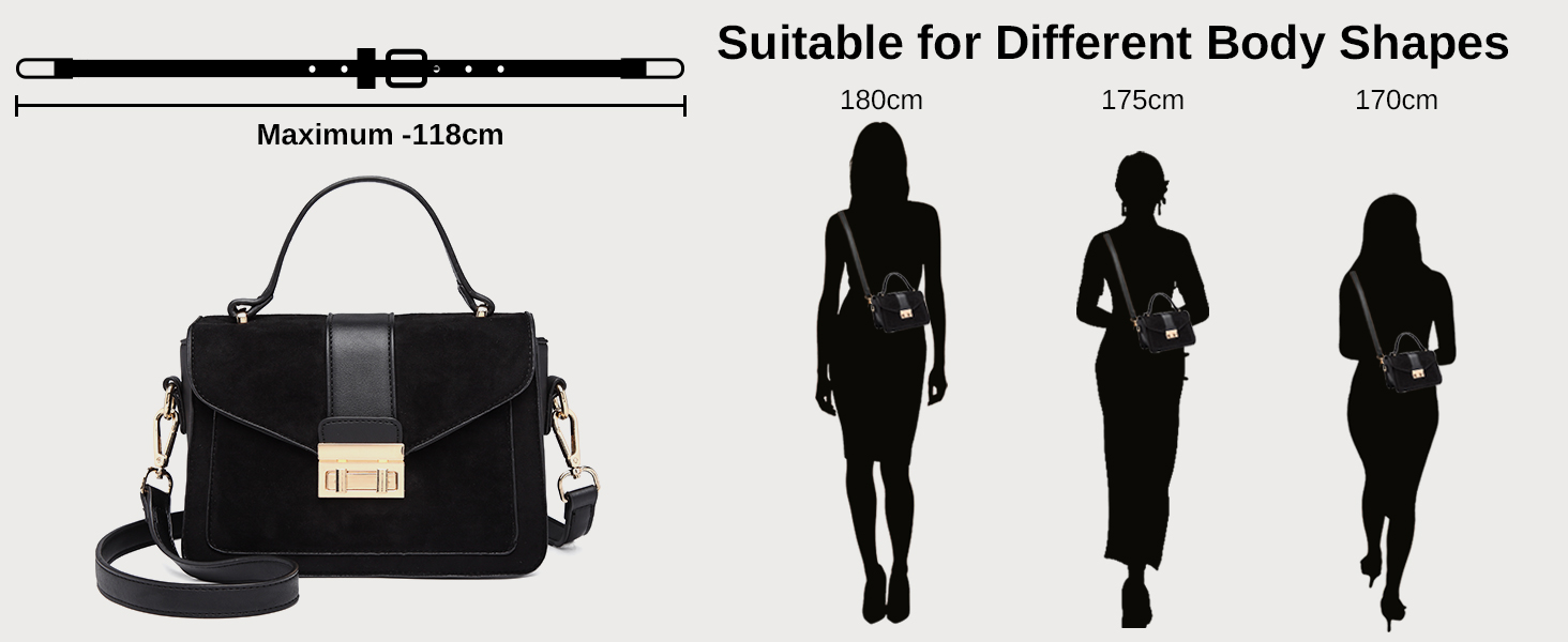 Сумка жіноча Miss Lulu середнього розміру через плече: шкіра та замша, вінтажний стиль, чорний колір