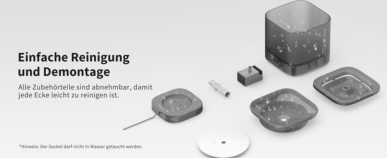 PETKIT CyberTail: Фонтанчик для котів та собак, 1.85л, LED-підсвічування, тихий, бездротова помпа, білий/темно-сірий