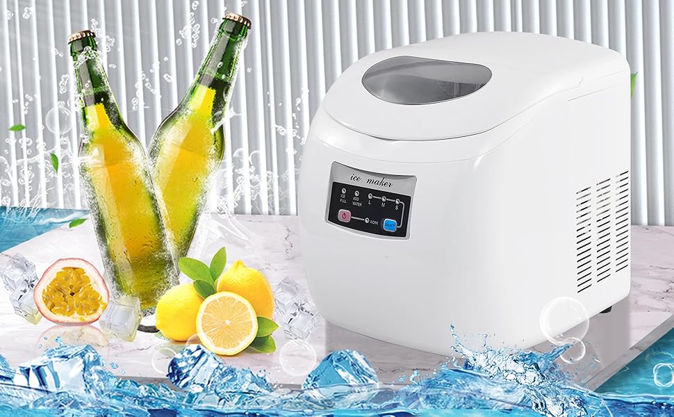 Машина для приготування льоду WOLTU 12 кг/24 год, 2.8 л, з самоочищенням, ABS, для дому, офісу, вечірки (біла)