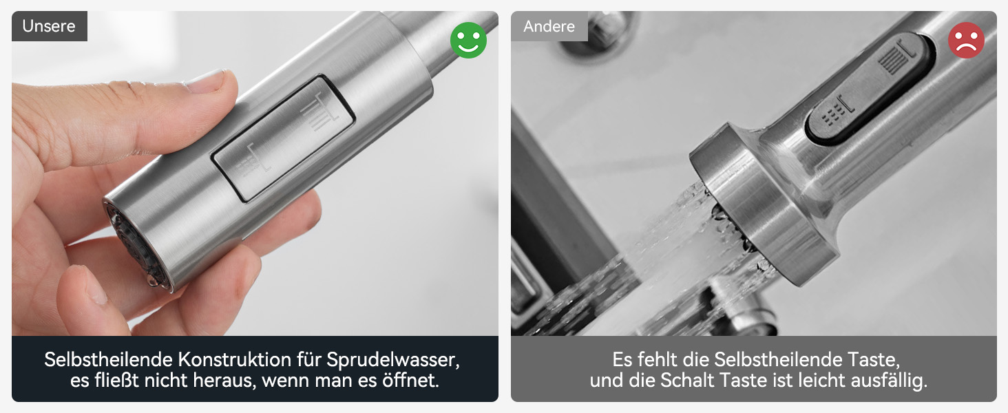 Кран кухонний CECIPA з висувною лійкою, високотискний, з двома режимами розпилення, поворотний на 360°, з нержавіючої сталі, матовий