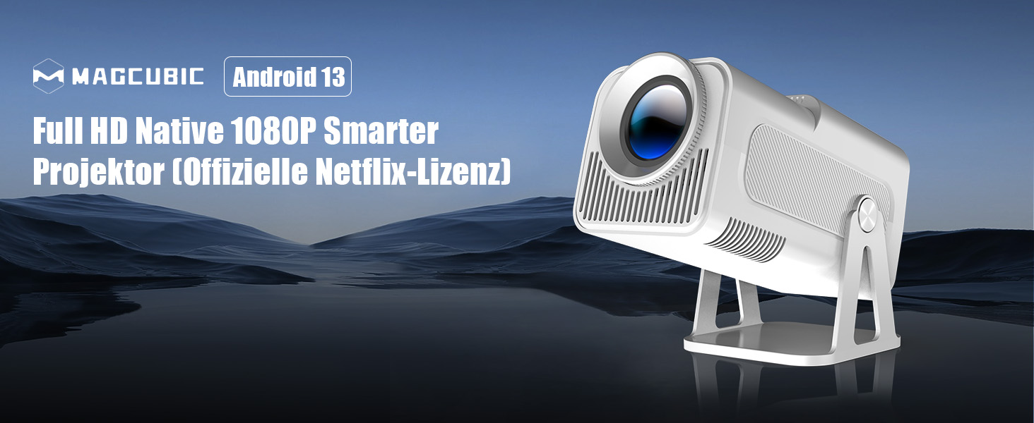 Android 13 проєктор Smart Beamer з офіційними ТВ-додатками, голосовим асистентом, роздільною здатністю 1080P, яскравістю 12000 люмен, 5G WiFi, автоматичною корекцією трапеції для домашнього кінотеатру/відкритих просторів, білий колір