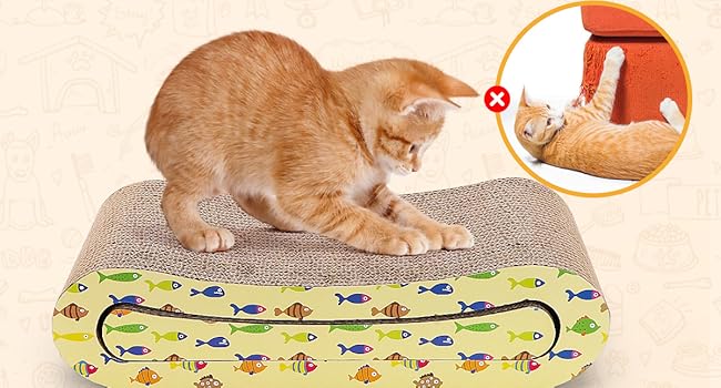 Кігтеточка для котів 2 в 1 з котячою м'ятою, подвійна картонна поверхня, екологічний реверсивний картон, 1 шт.