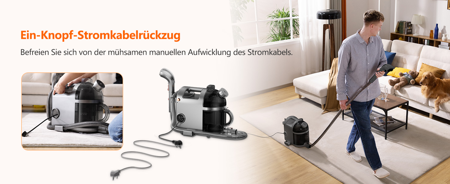 Пристрій для чищення м'яких меблів Uwant B200, 1900W, з функцією пароочищення | Для килимів, диванів, штор, одягу