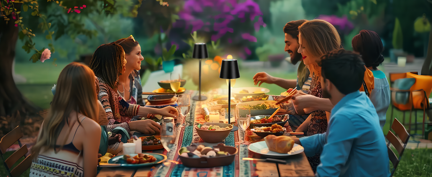 Бездротові LED-лампи настільні, перезаряджаються, 2 шт., 3000K, RGB, USB-C, 5500mAh, вологостійкі, чорні