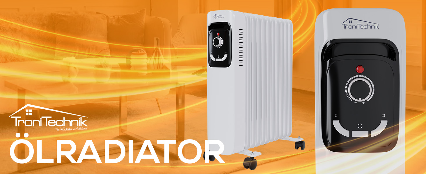 Масляний радіатор Tronitechnik® TT-OR 311 - електрообігрівач з 3 режимами, 11 ребер, 2500 Вт, білий