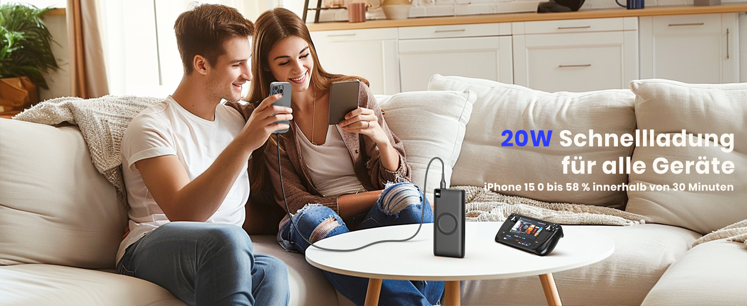 Power Bank BRENCIL 27000mAh з бездротовою зарядкою 15W, PD/QC, USB-C, чорний