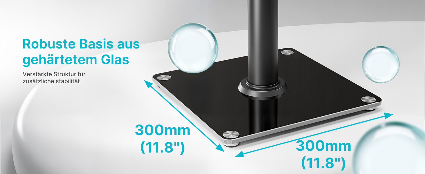 Підставка для акустики саундбару, універсальна, чорна, 76.5 см, 25 кг, з кабелеуправлінням та скляною основою (1 шт.)