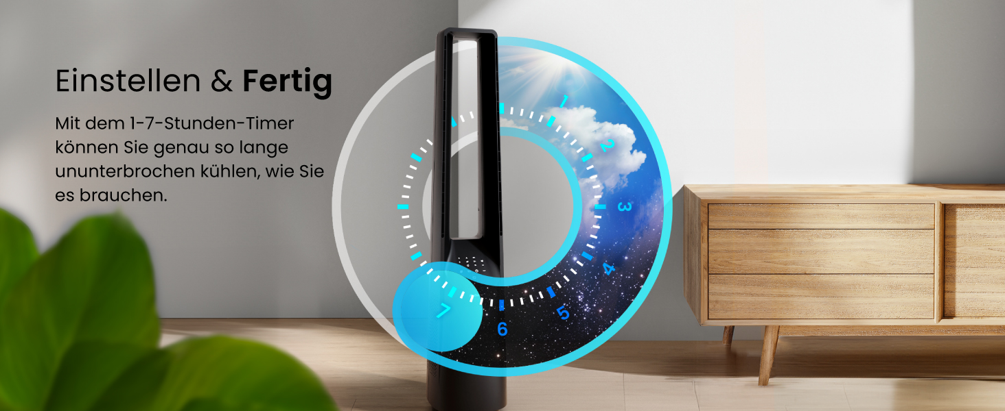 Вентилятор Pro Breeze 101 см з ротором, осцилюючий, з пультом, LED-дисплеєм, 6 швидкостей, тихий, 5 режимів, авто-обертання 60°, таймер 7 год, чорний