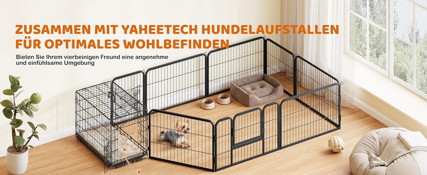 Клітка для собак Yaheetech 90x56x63 см, розкладний вольєр з перегородкою, 2 двері, чорна, для дому та транспортування