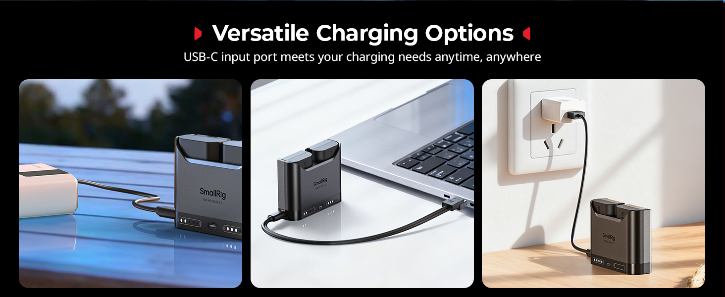 Зарядний пристрій SMALLRIG для акумуляторів Canon LP-E6P/LP-E6NH, подвійний, 22.5W USB-C, сумісний з Canon EOS R5 Mark II, R6 Mark II, R5, R6, R7, 5D Mark II та 5D Mark IV