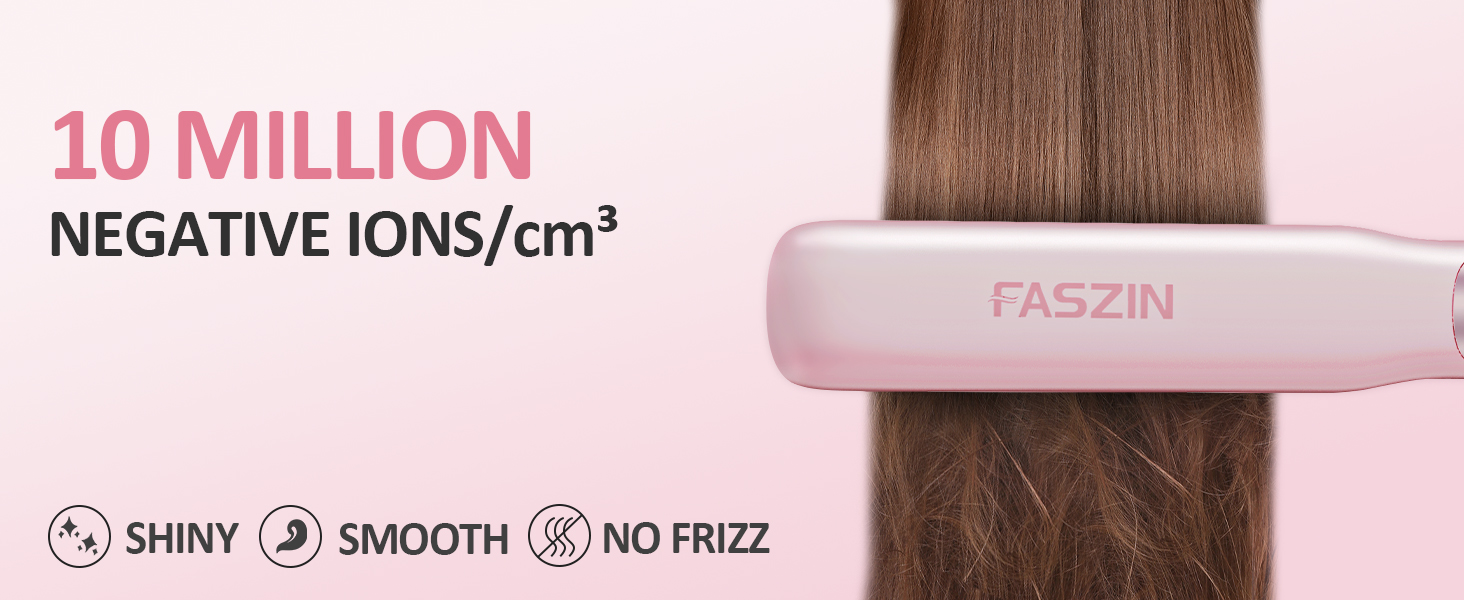 Фен-щітка Faszin 2-в-1 для випрямлення та завивки волосся, швидкий нагрів 20с, титанові пластини з іонізацією, LCD-дисплей, регулювання температури 130°C-230°C, рожевий колір