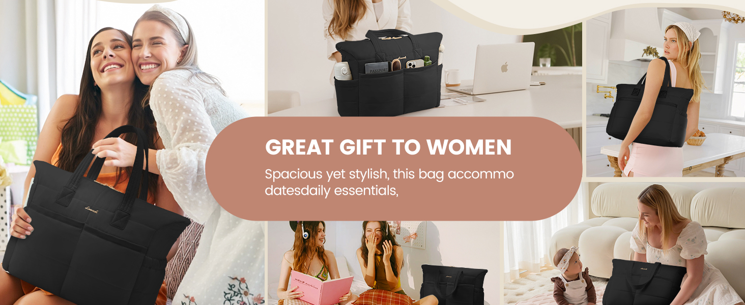 Сумка для ноутбука LOVEVOOK для жінок, 15.6 дюймів, чорно-бежево-коричнева