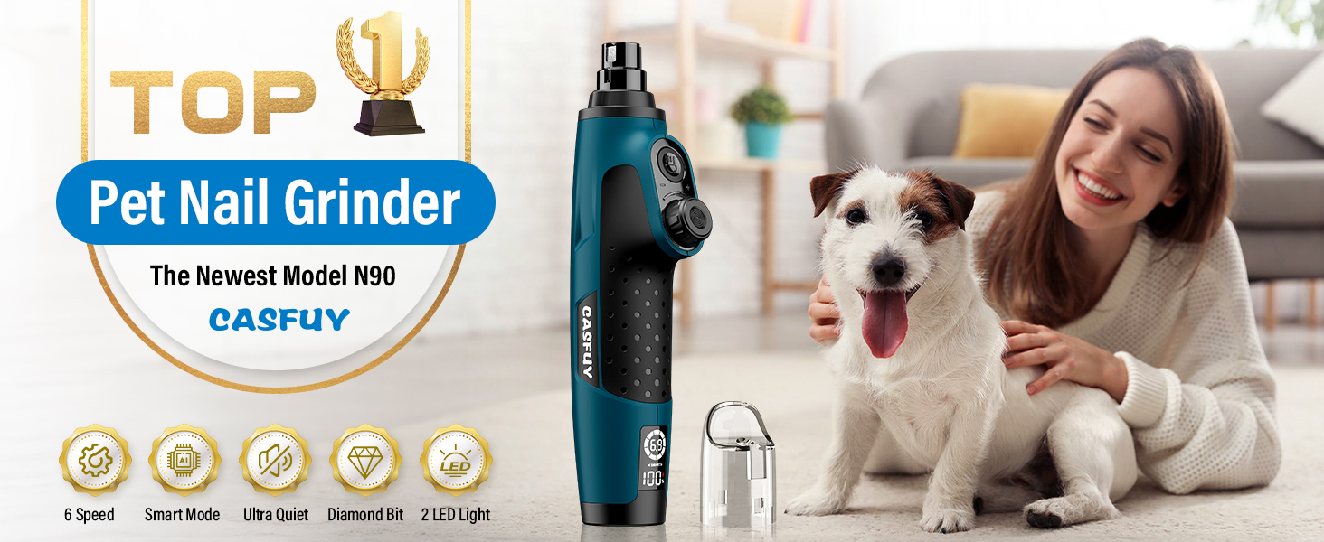 Шліфувальник кігтів для собак Casfuy Smarter Krallenschleifer – 6 режимів, LED-підсвітка, тихий, акумуляторний, для собак та котів