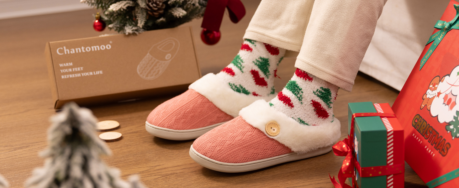 Чантом'ю жіночі домашні тапочки з меморі-піною, теплі, з штучним хутром, для дому, антиковзаюча підошва, 40/41 EU, зелені