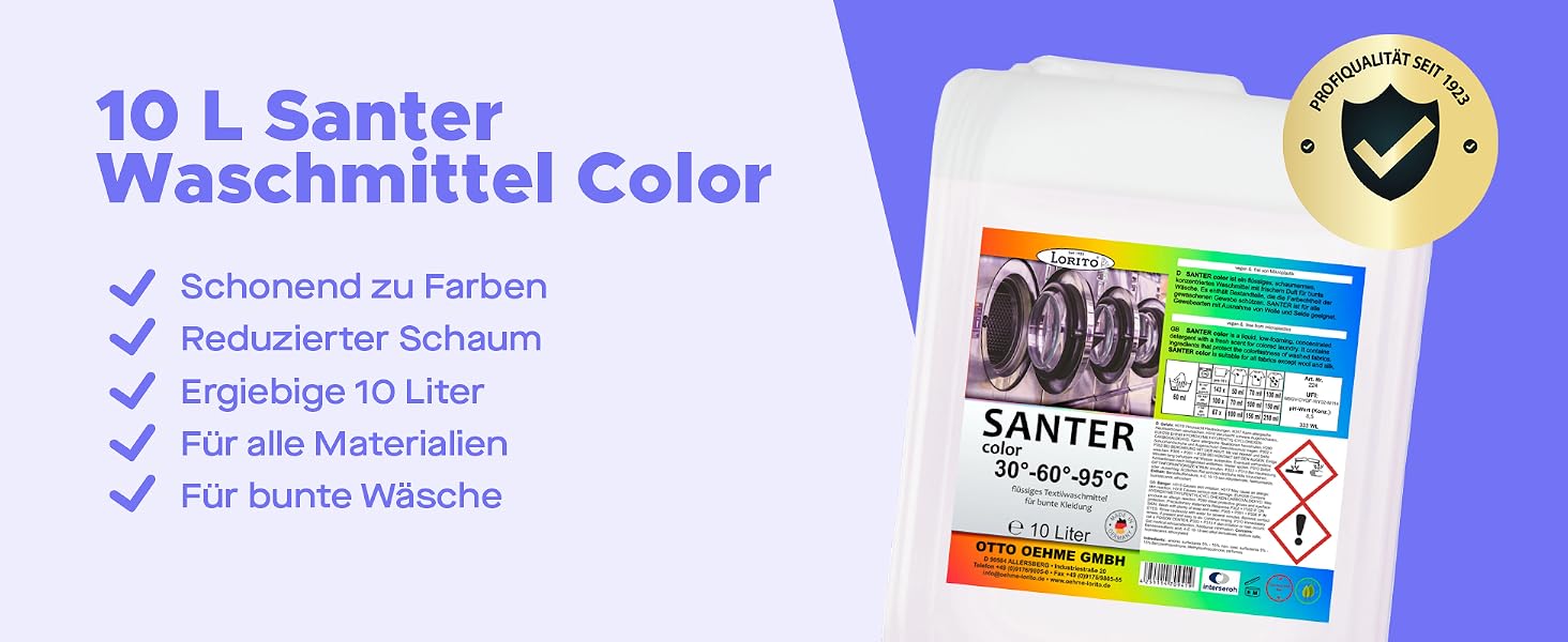 Рідкий засіб для прання кольорових речей Lorito Santer Color, 10 л (набір 2 шт по 5 л)