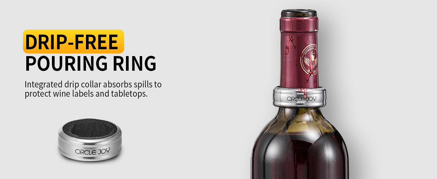 Електричний відкривачка вин CIRCLE JOY 6-в-1 з зарядною станцією, комплект з нержавіючої сталі, з обрізачем фольги, аератором та 2 вакуумними закривачами