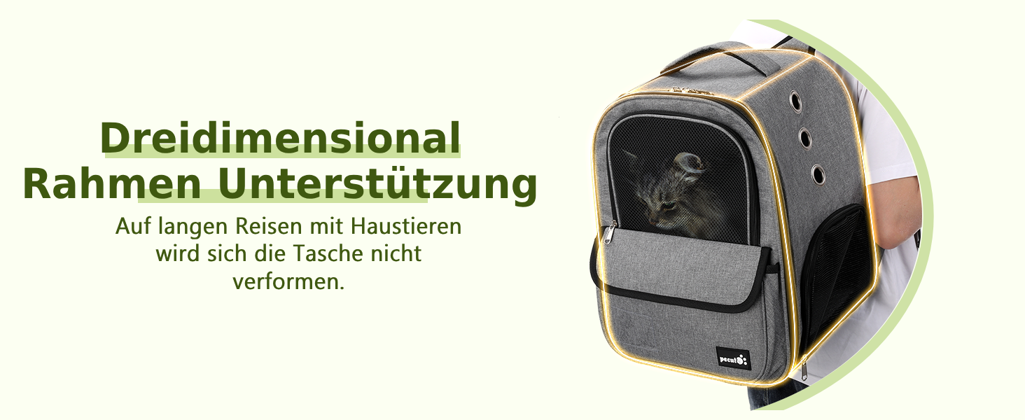 Рюкзак для кота/маленької собаки Pecute, 6 кг, сірий. Зручний, дихаючий, з безпечним тросом та замком. Для подорожей та прогулянок.