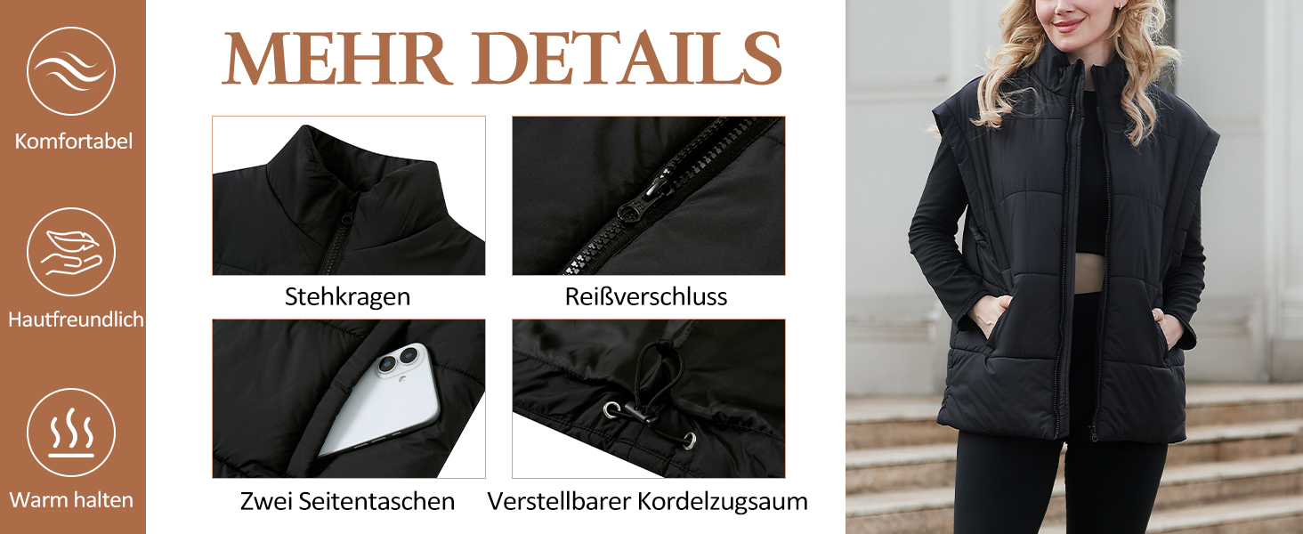 Легка степкова жилетка Daen Weste з коміром-стійкою, без рукавів, для осені/зими/міжсезоння, для активного відпочинку, S-XXL (Коричневий, L)