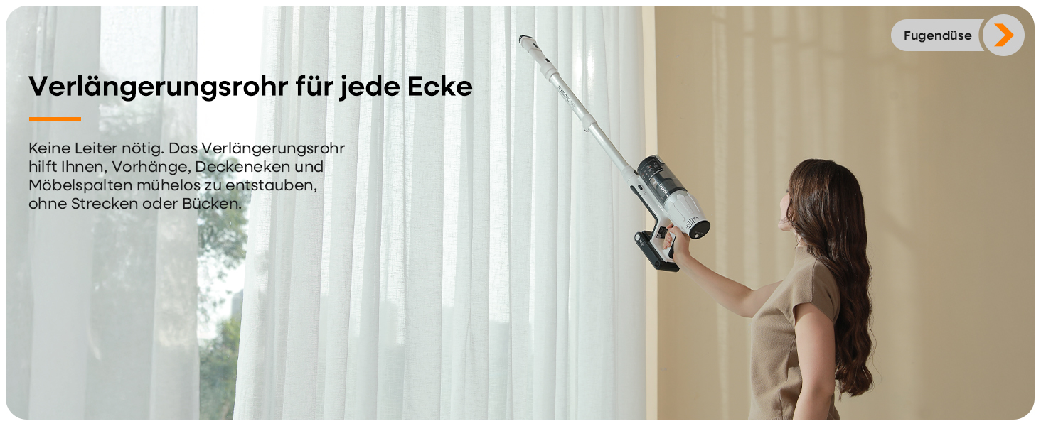 Акумуляторний пилосос ElecKeys 48000Pa/580W з LED дисплеєм, білий. Підходить для твердих поверхонь, килимів та видалення шерсті тварин. 7-шарова фільтрація, антизаплутана щітка, 65 хвилин роботи.