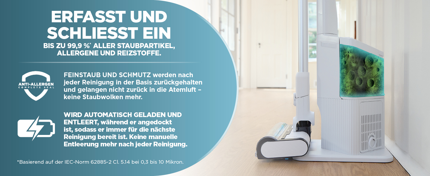 Пылесос Shark Clean & Empty с базой для автоматической выгрузки мусора, до 40 минут работы, беспроводной, самоочищающийся, для шерсти животных, ковров и твердых полов, с LED-подсветкой, тихий, белый/синий, BU3521EU