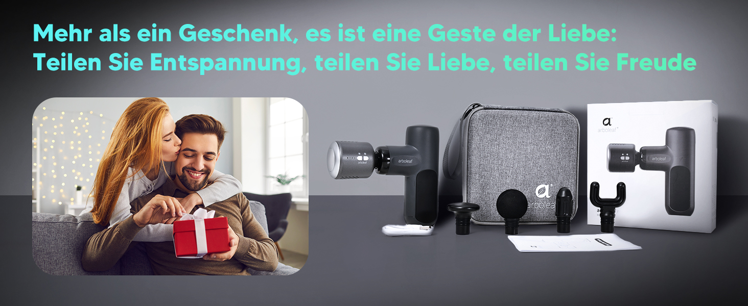 Масажер для тіла Arboleaf Mini Massage Gun: 5 швидкостей, 4 насадки, 3200 U/Min, для дому, фітнесу та подорожей (Чорний з підігрівом)
