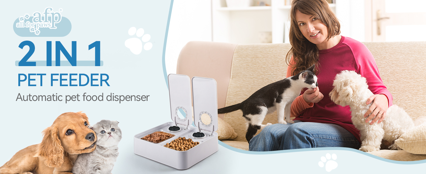 Автоматичний диспенсер для котячого та собачого корму ALL FOR PAWS: таймер, миється, для сухого та вологого корму