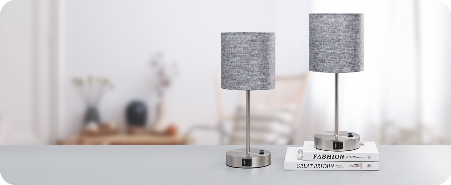 Настільна лампа EDISHINE, 2 шт. у наборі, дерев'яна, з абажуром кольору бежевого льону, цоколь E27, з лампочкою, вінтажний стиль, для спальні, вітальні, подарунок