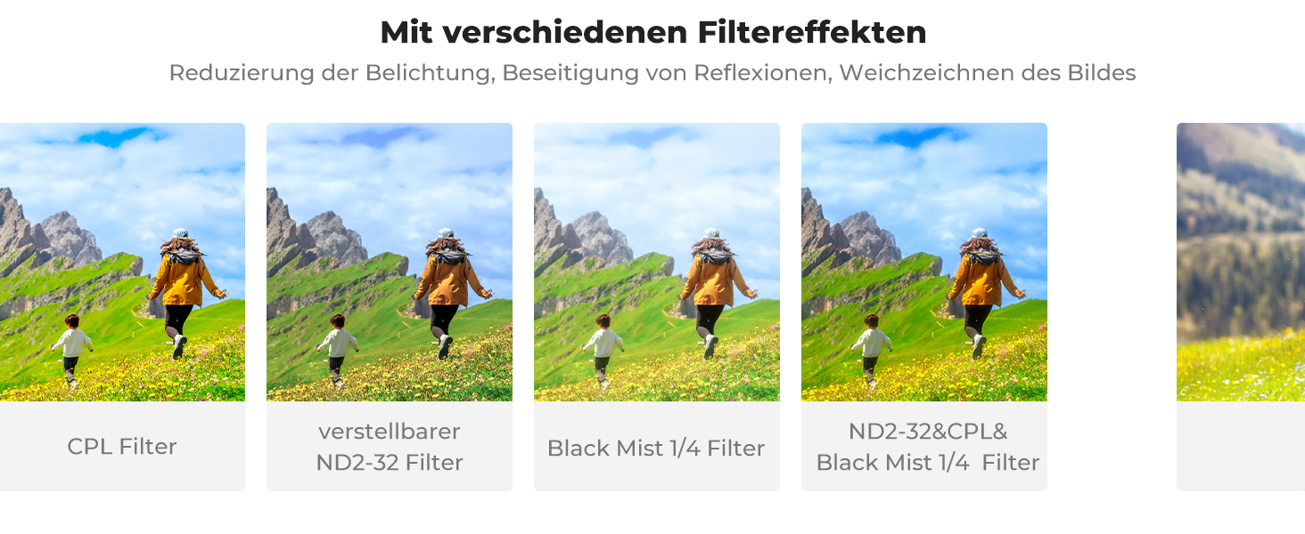 Фільтр K&F Concept 77mm 3-в-1: поляризаційний, ND2-ND32, Black Mist з 28-шаровим покриттям Nano-Klear