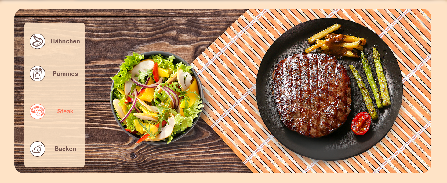 Фритюрниця повітряна XXL 8 літрів | 10-в-1 Airfryer | Розумна фритюрниця | Без олії | Цифровий LED-дисплей | 1500W | Чорний