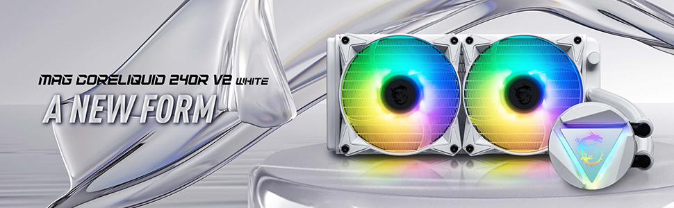 MSI MAG CoreLiquid 240R V2 - Система водяного охолодження CPU, білий корпус, RGB, сумісна з AMD та Intel