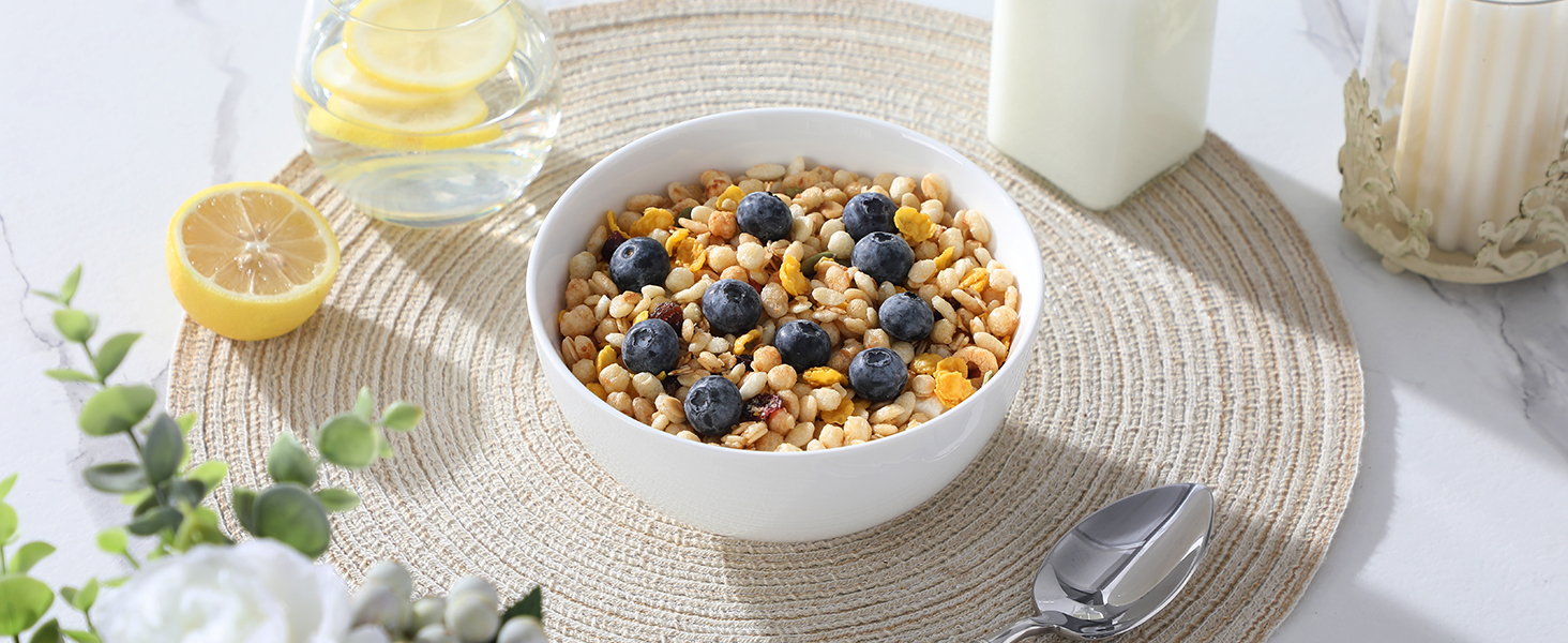 Набір мисок MALACASA, 8 шт., 420 мл, порцеляна. Ідеально для супу, салату, десерту, рамену та фруктів. Розмір 12,8x12,8x6,5 см