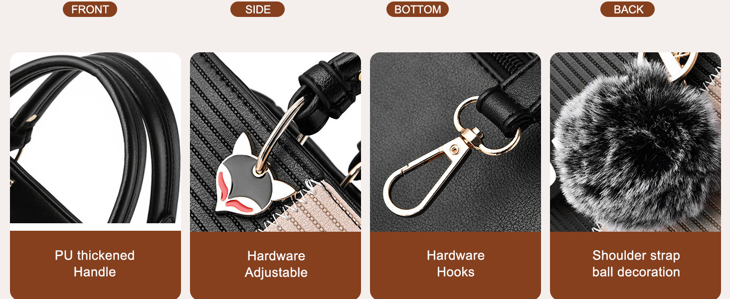 Сумка жіноча NICOLE & DORIS 2025 шкіряна чорна з пухнастим помпоном та знімним ремінцем через плече