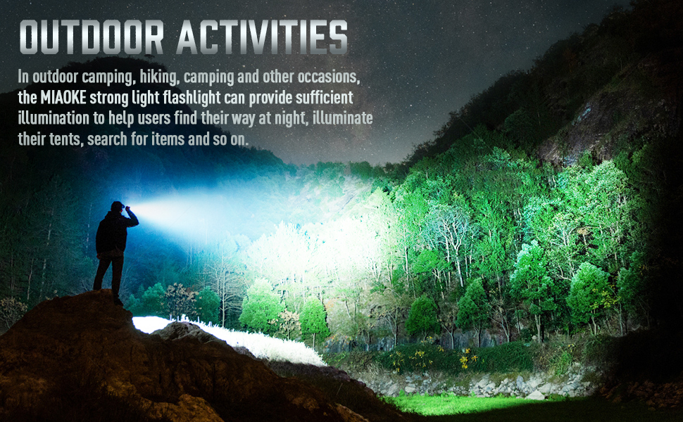 Ліхтарик LED MIAOKE 250000 люмен - надпотужний, перезаряджається, 3 режими, для полювання, кемпінгу, надзвичайних ситуацій