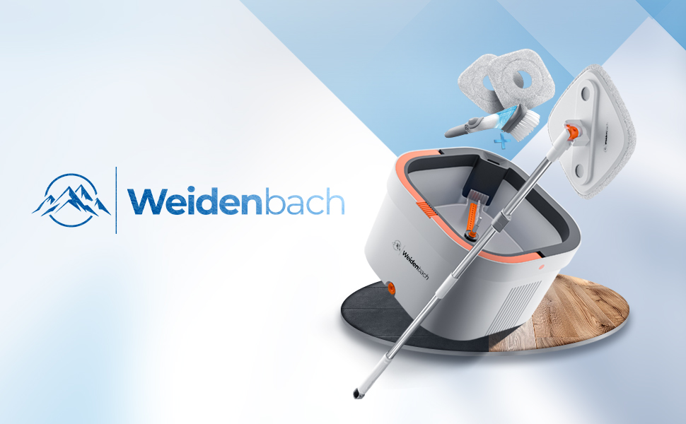 Набір для миття підлоги Wischmopp з відром | Система з 2 камери для розділення брудної та чистої води | Ефективний мийник підлоги з функцією віджиму | Сірі насадки