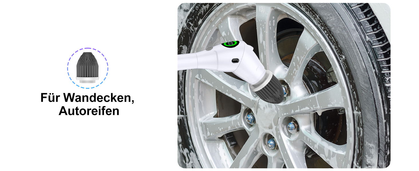 Електрична щітка для чищення з 8 насадок, регулювання швидкості, LED дисплей - для ванної, кухні, авто