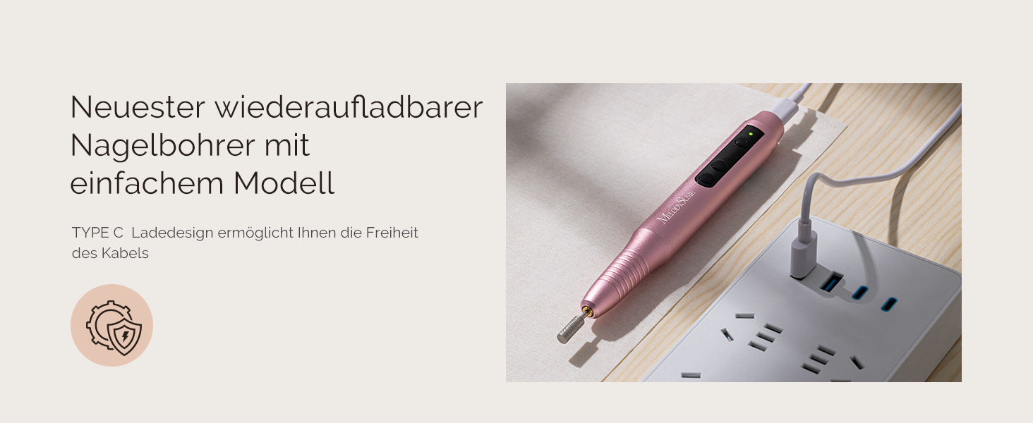 Електричний фрезер для нігтів MelodySusie PC180G Rose: професійний набір для манікюру та педикюру з LED-дисплеєм та 25 швидкостями