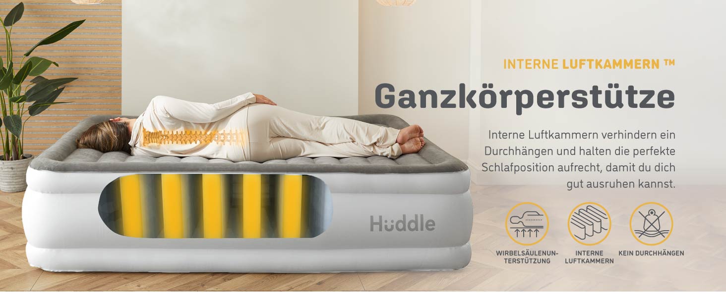 Huddle® Luxury Never Deflate - Надувна Матрац Single з Dual-Pump SlumberGuard™ | З Інтегрованою Помпою | Преміум Якість