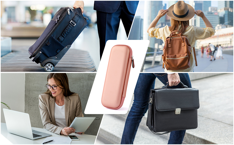 Чохол для Apple Pencil та інших стилусів, преміум-якість, шкіра, з кишенькою для кабелю USB, рожевий