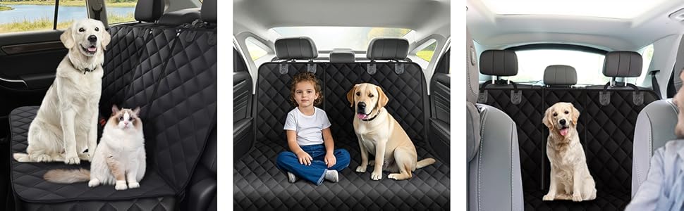 Alfheim Car Seat Cover for Dogs - Waterproof & Scratch-Resistant Back Seat Protector, Non-Slip, Durable, Washable, Universal Fit for Most Cars - Black