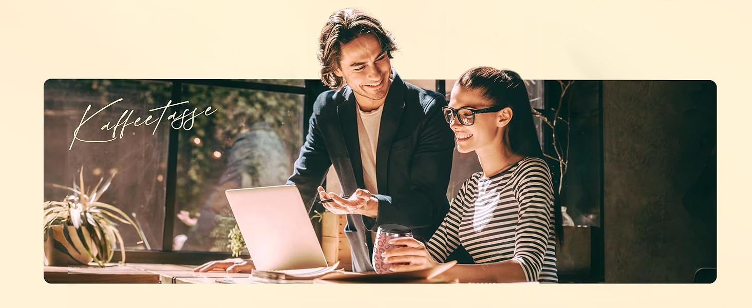 Кружка для кави та чаю Ideus 470 мл з подвійними стінками, з нержавіючої сталі, з нековзким ручним тримачем та кришкою-ковзаючою панеллю, великий об'єм (Трав'яний зелений) (Леопардовий жовтий)