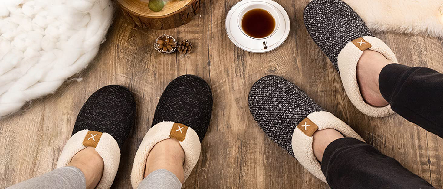 Тапочки чоловічі ULTRAIDEAS, плюшеві, теплі зимові, з підкладкою, схожою на вовну, з піною Memory Foam, антиковзка гумова підошва, для дому та вулиці (46/47 EU, темно-сірий)