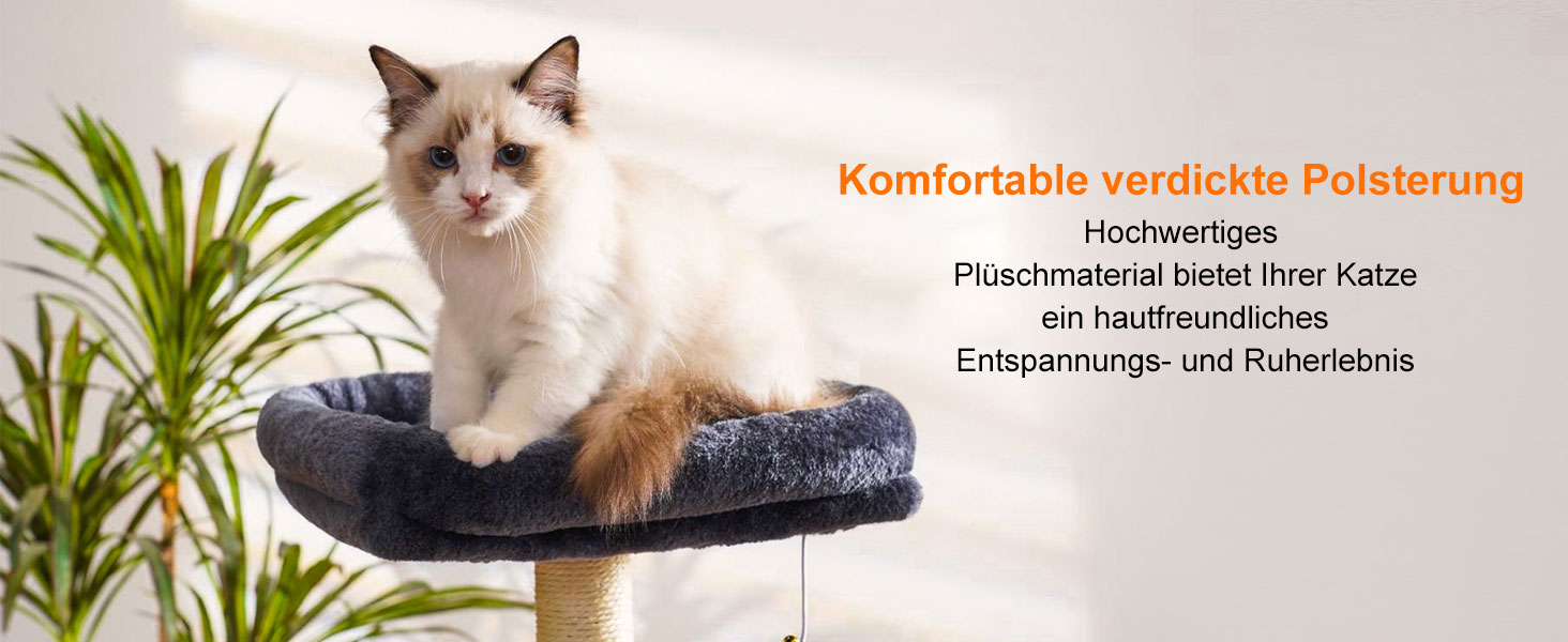 Котячий будиночок Heybly з котячою щіткою, котячий будиночок для домашніх котів з оббитою лежаком з плюшу, котячий когтетоп з кошиком, когтеточкою та когтетопом, сірий HCT005SG