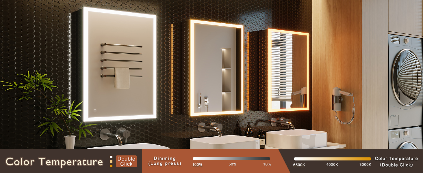 LED дзеркальна шафка для ванної кімнати KWW з підсвічуванням, регульованою температурою світла, протитуманним покриттям та USB роз'ємами (2 дверцята, 80x70 см)