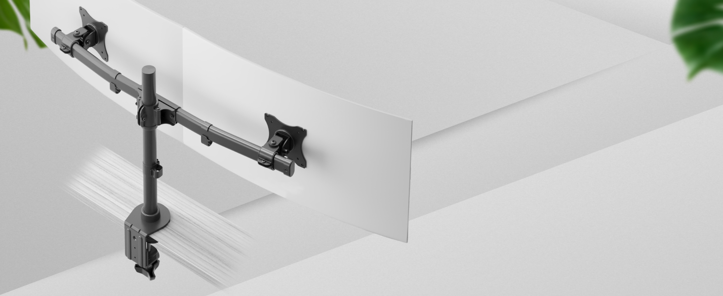 Підставка для монітора RICOO TS7811 - 2 монітори, кріплення для 13-27 дюймів, гнучкий гриф, для ПК та ігор