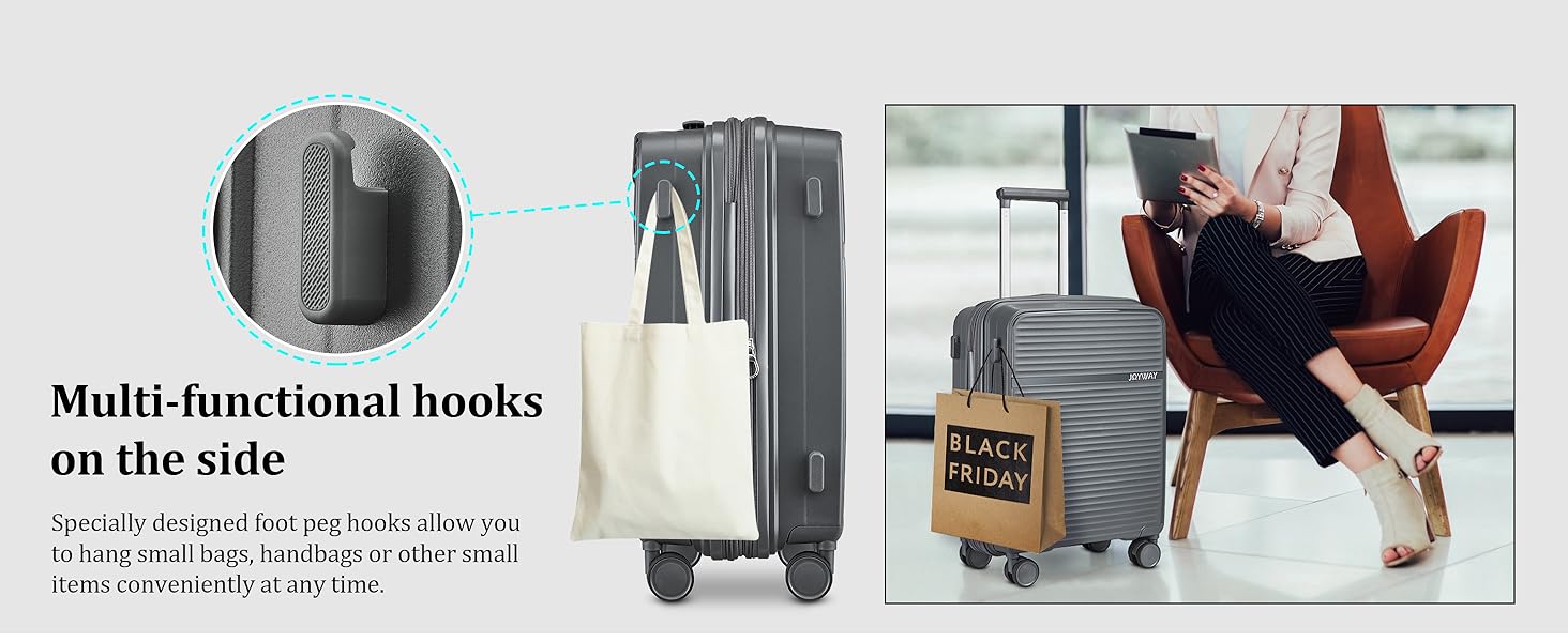 Набір валіз Joyway 4 шт. з жорстким корпусом та TSA-замком, розширюваний. Чорний, сірий.