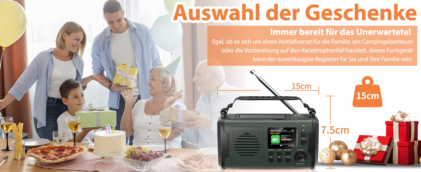 Радіо на механічному заводі DAB+ FM 20000mAh, Аварійне радіо DAB+ з сонячною панеллю та Bluetooth, Радіоліхтарик з зарядкою для телефону та компасом для виживання (Зелений)