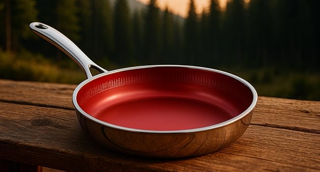 FIXLINE Black Forest Non-Stick Fry Pan - 28cm - RED Design - PTFE-Free - Compatible with All Cooktops (Including Induction) - Oven Safe up to 250°C - Easy to Clean - Ideal Gift