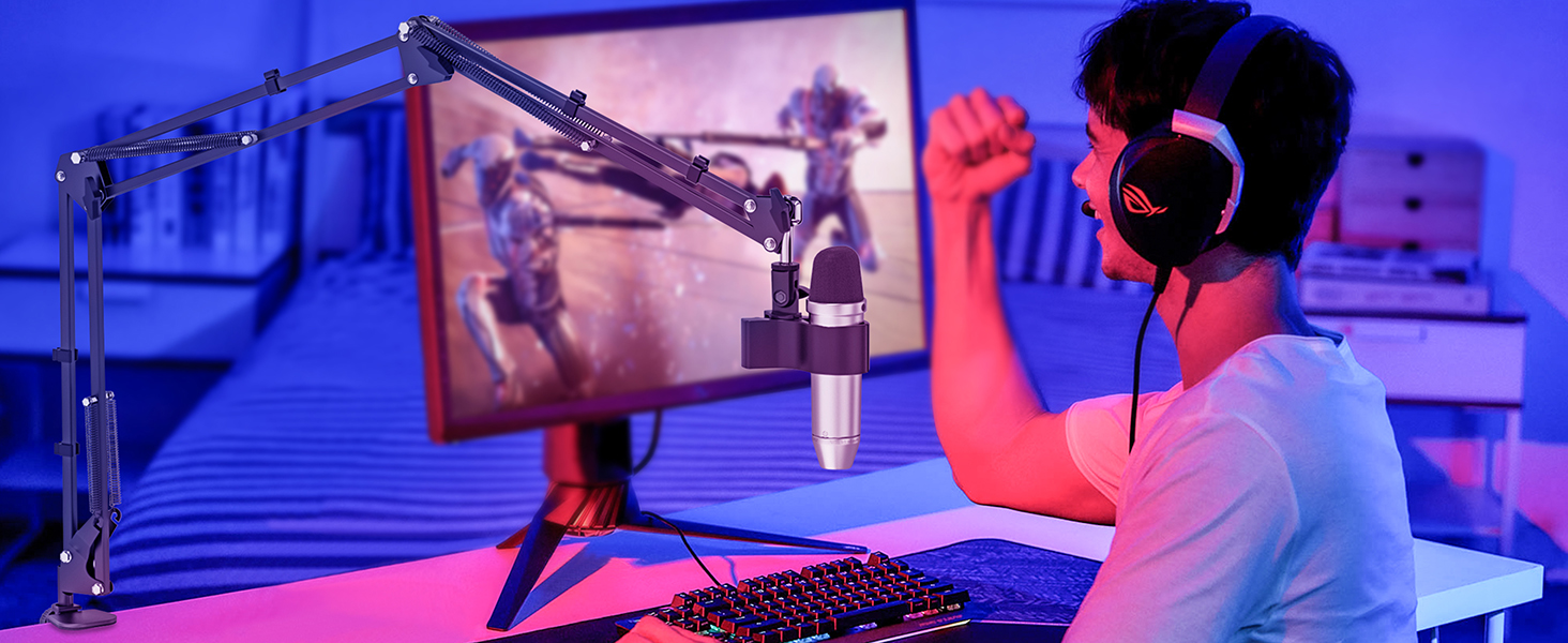 Кріплення для мікрофона на шарнірі, настільний тримач з клямкою, сумісний з 3/8' та 5/8' гвинтами, ідеально підходить для TikTok Live-трансляцій та співу